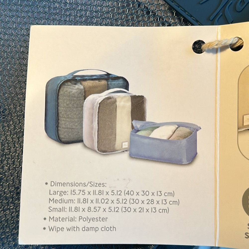 Crane three-piece packing cubes blue NWT